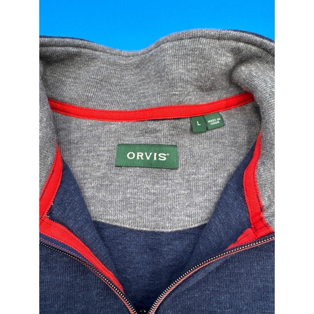 Orvis Mens Blue 1/4 Zip Pullover Sweater Long Sleeve Casual Size L - Picture 3 of 7